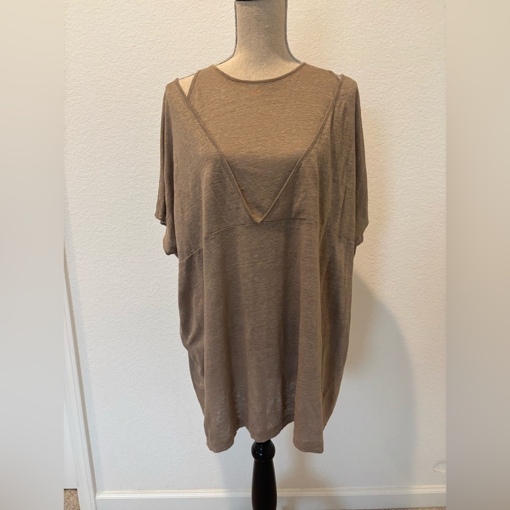 Elegant Tan V-Neck Women's Top